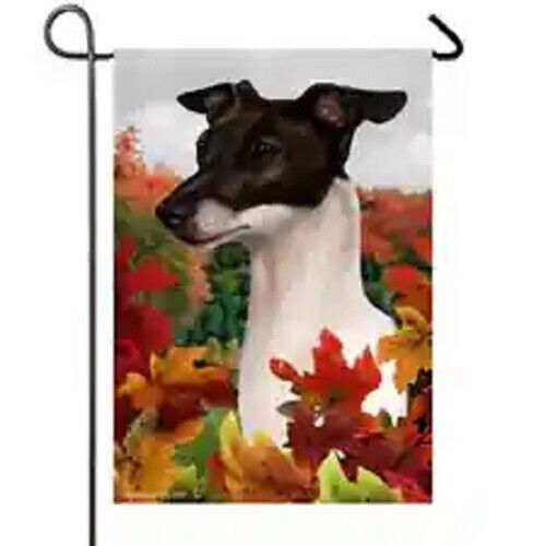 Fall Garden Flag - Black And White Italian Greyhound 134301