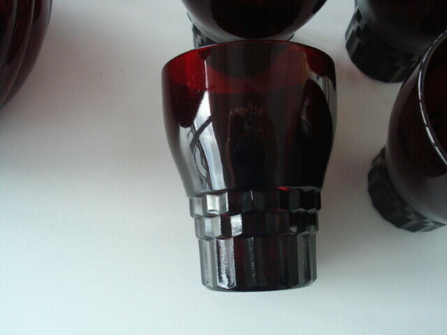 4 Cube Ruby Red Glasses 4' Anchor Hocking Winsor Pattern