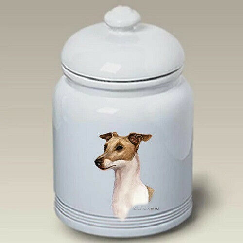 Fawn And White Italian Greyhound Ceramic Treat Jar Tb 34065