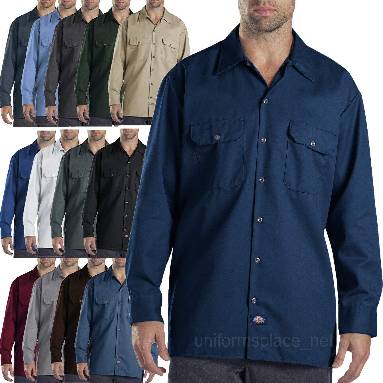 Dickies Work Shirts Mens Long Sleeve Button-up Shirts 574