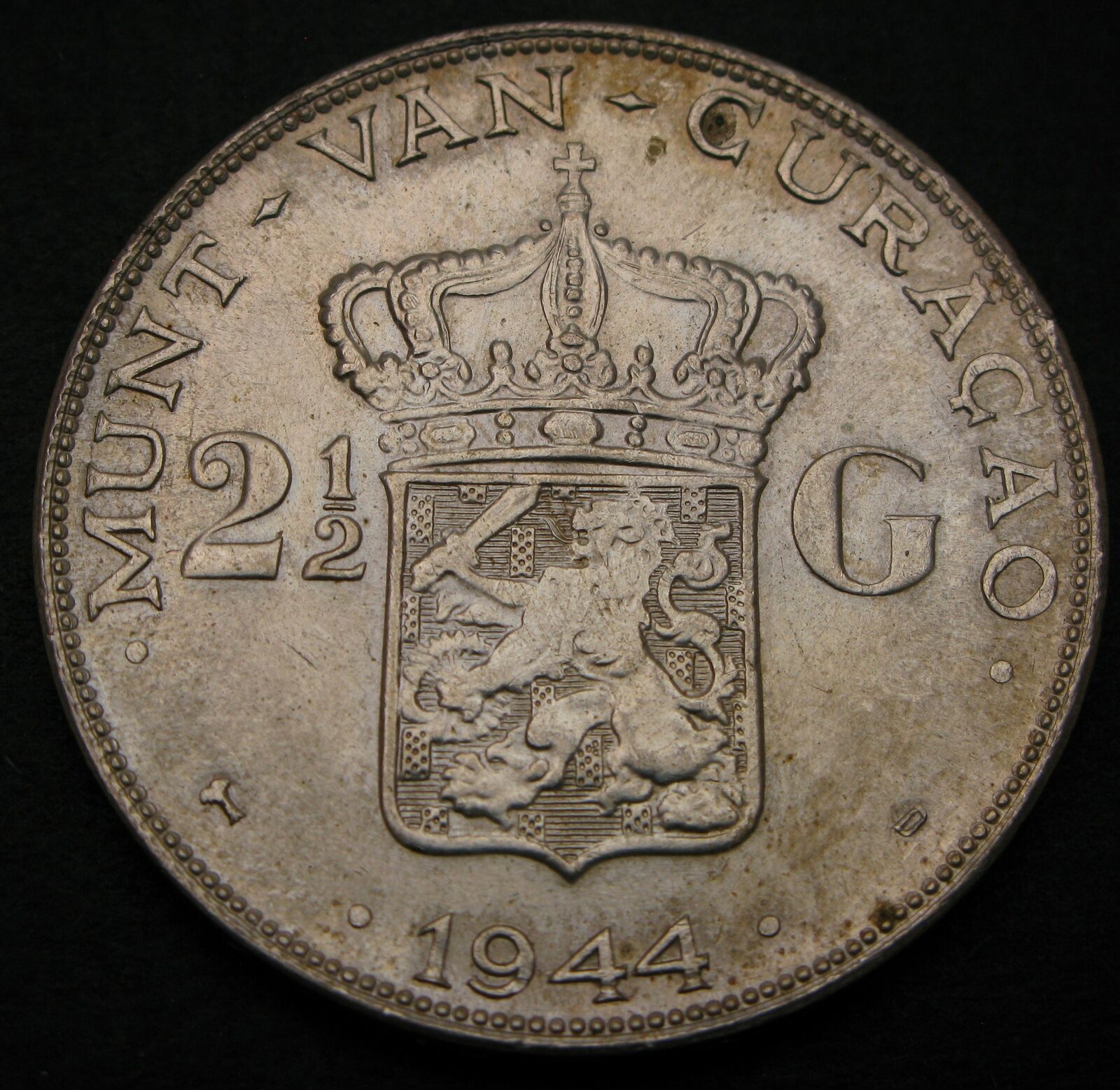 CURACAO (Kingdom of Netherlands) 2-1/2 Gulden 1944 D - Silver - XF/aUNC - 2154