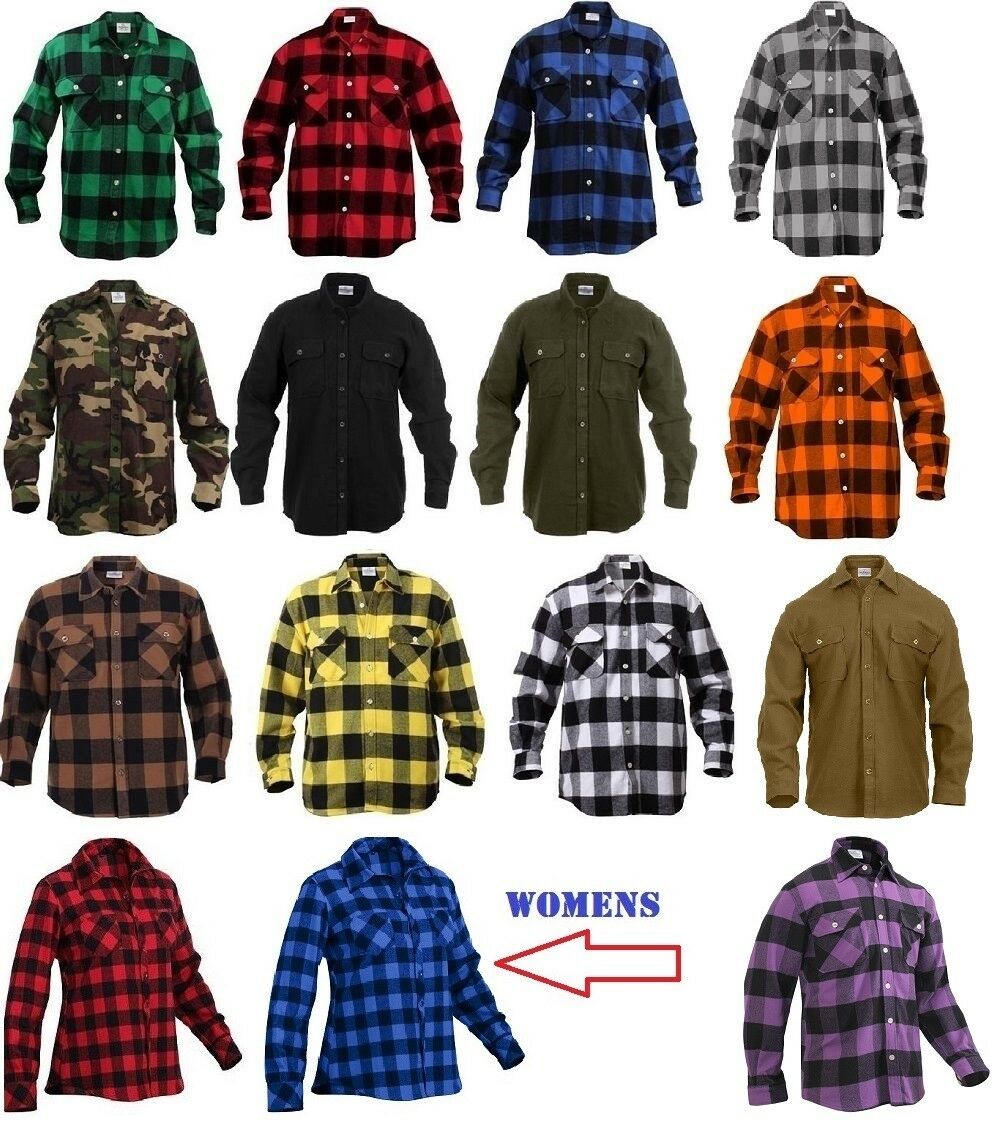 Rothco Flannel Shirts Heavyweight Brawny Buffalo Plaid Flannel Shirt Men & Women