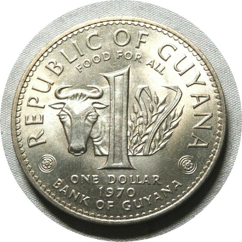 elf Guyana 1 Dollar 1970   FAO   Cuffy   Cow