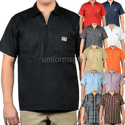 Ben Davis Short Sleeve Shirts Men Pockets Stripe, Plaid, Color Half Zipper Shirt